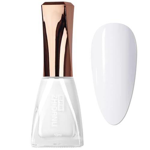 White Nail Varnish - Pure White Gloss Nail Polish - 60 Second Quick Dry Nail Varnish - Oil Based Strengthening Nail Polish - Long Lasting Nail Polish For Women Manicure At Home
