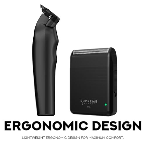 Image of Supreme Trimmer 2-in-One Vader Lite + Solo Lite Foil Shaver Kit | Barber, at Home or Travel Hair Cutting Kit | Black