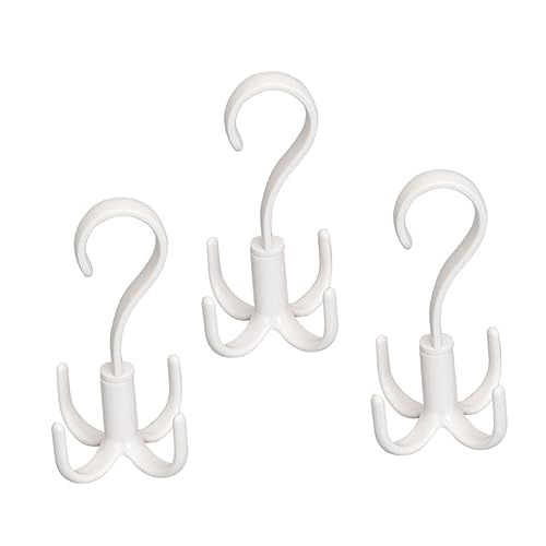 Ciieeo 3pcs Rotating Tie Organizer Rack Multifunctional Closet Hanger for Scarves Shoes and Accessories Saving Design White