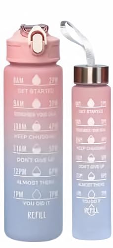 Kit 2 Garrafas De Água Squeeze 900 ML e 300 ML Com Adesivo e Com Frases Motivacionais Tie-Dye Multic