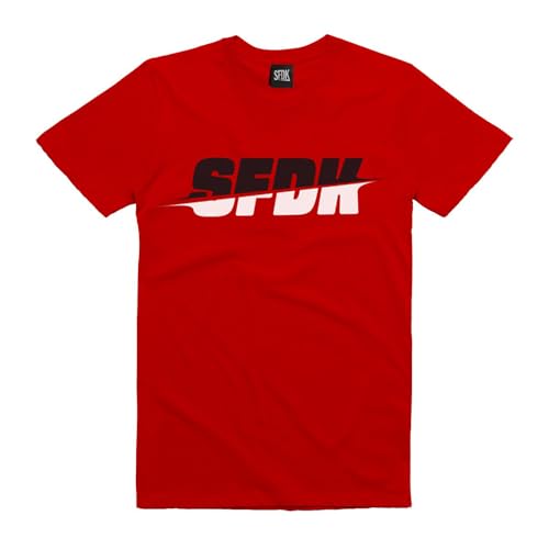 SFDK Camiseta Oficial Unisex Sliced, 100% Algodón, Manga Corta. Colores Negro y Rojo. (FR/ES, Letras, XL, Regular, Regular, Rojo)