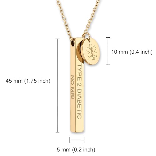 Medical Alert ID Necklace for Women, Customizable Medic Alert Jewelry,18k Gold, Rose Gold, Silver, Personalized Engraving, Hypoallergenic, Waterproof, Includes Gift Box & Medical ID Wallet Card4