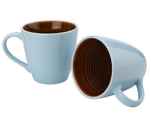 Image of Bodhi House Handcrafted Ceramic Coffee Mug Set of 2 Pieces (350 Ml), Stoneware Tea Cup, Microwave Safe Large Milk Mug, Glossy Finish, Ideal for Daily use, Casual Gatherings and Gifting, Arctic Blue