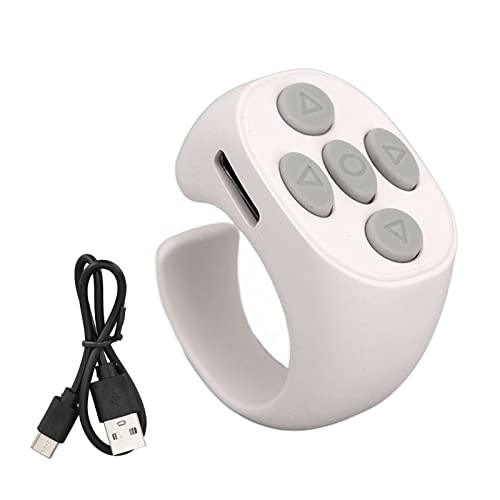 Smart Ring Controller, Drahtloser Bluetooth 5.3-Fernbedienungs-Page Turner, Ferngesteuerter Video-Page Turner für Tik Tok Electronic Book(Weiß)