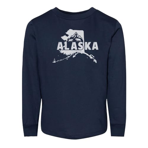 Minimalist Alaska Toddler Kids Long Sleeve T-Shirt 2T Navy