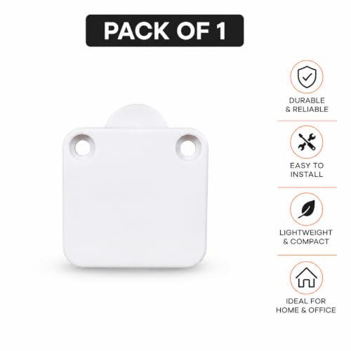 Image of Automatic Wardrobe Cabinet Door Light Switch, Push-to-Off Door Activated Switch for Wardrobe, Closet, Cupboard, Cabinet & Furniture Lights, White, Pack of 1