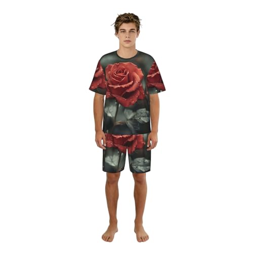 Pyjama élégant imprimé rose rouge homme fini les nuits inconfortables
