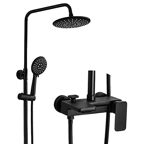 Ensemble de douche avec pommeau de douche de 20,3 cm finition noir mat - 3