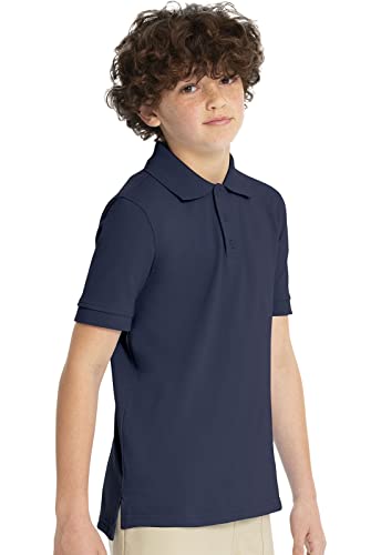 Image of Classroom Girls' Short SLV Pique Polo | 3 Button Placket, Side Vents, Droptail Hem, Ribbed Trim, Comfortable Everyday School Wear