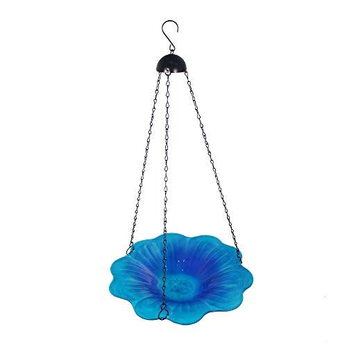 jinhuoba Haning Bird Bath Glass Bird Feeder for Garden Bcakyard Patio Outdoor Decoration, 20\"x11\" - Thumbnail 4