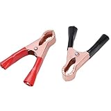 AUTOZOCO Pinzas de cocodrilo para batería Coche 50A - Conector para Cables de Arranque - Pinza Abrazadera batería Coche - Abrazaderas Cable Puente - terminación Cable arrancador (Pack 2 Pinzas)