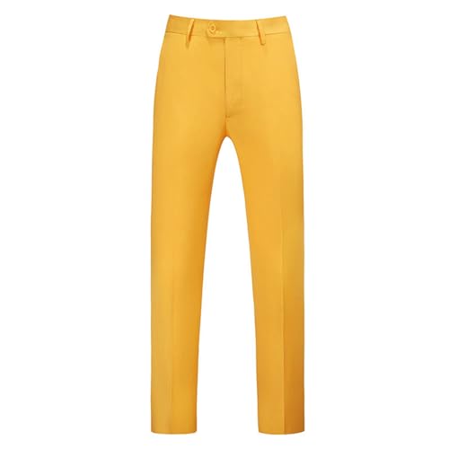 Pantalon chino classique pour homme avec plis plats - Pantalon de loisirs élégant pour hommes exigeants - Coupe droite, jaune, XXL