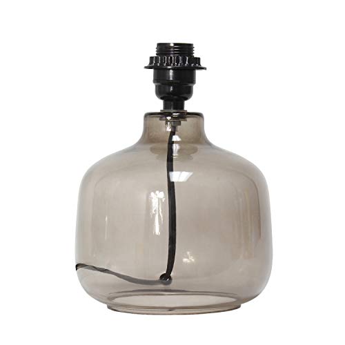 Simple Designs LT2064-SMW Smoke Gray Glass Table Lamp with White Fabric Shade