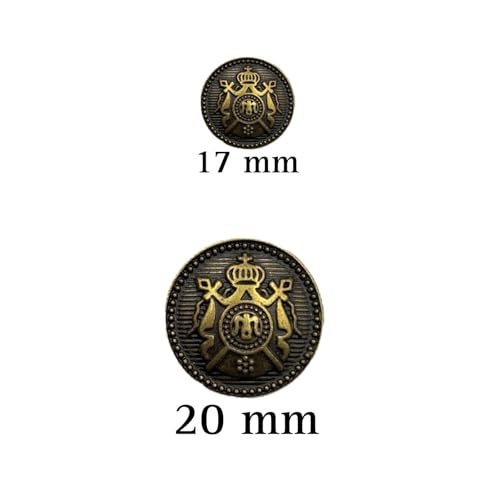 Image of REENA Shield Bronze Metal (6+6) Round Button for Coat Blazer Suit, Sherwani and Indian Dresses Sports Coat Uniform Jacket - Beautiful Ethnic Classy Design