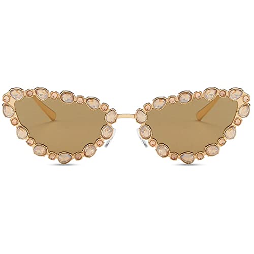Retro Cat Eye Rhinestone Sunglasses Vintage Metal Frame Diamond Eyewear Bling Sunglasses for Women Girls Party