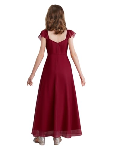 YiZYiF Junior Bridesmaid Dresses for Teen Girls Ruffled Formal Maxi Chiffon Flower Girl Dresses Wedding Guest Party Gown2
