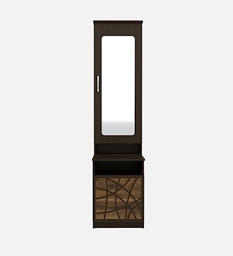 Image of NEUDOT Paris Wooden Dressing Table with Mirror and Storage | Engineering Wood | Vanity Table with Mirror | Bedroom, Living Room | 1-Year Warranty, Brown