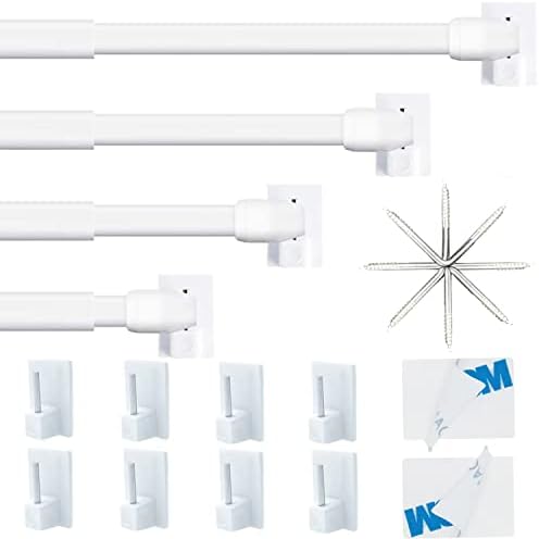 4 Stücks Scheibengardinenstange,Fenstergardinenstangen, Vitragestangen für Store, Schrank, Fenster, Küche, DIY-Projekte (60-105CM, Weiß)