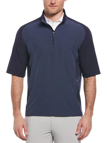 Callaway Golf Heather Blocked 1/2 Zip Short Sleeve Pullover Peacoat Heather Medium