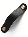 JIASENBAO Black Leather Drawer Pulls 6 Pack 3.78"(96mm) Leather Handles Cabinet knobs for Kitchen Ca