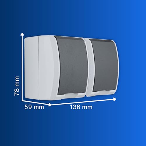 REV AquaForm Double Socket Wet Room Socket, IP44, Single Pole, Surface-Mounted, Grey, gray, Steckdose - Image 4