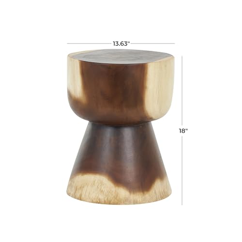 Deco 79 Wood Handmade Side End Accent Table Hourglass End Table with Natural Wood Grain, Side Table 14" x 14" x 18", Brown by deco 79 - Used condition - Image 4