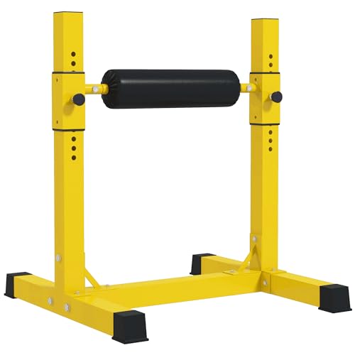 SPORTNOW Soporte búlgaro para sentadillas dividido, máquina de sentadillas ajustable de 12 niveles con rodillo de espuma y almohadillas antideslizantes para entrenamiento de fuerza de la parte