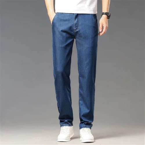 Men's Summer Thin Straight Washed Jeans Classic Stretch Business Cotton Denim Pants4