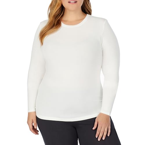 Image of Cuddl Duds Women's Softwear with Stretch Long Sleeve Crew Neck Top -Layering Top with Smooth Fabrication, Body-Hugging Fit