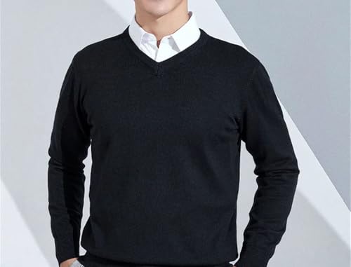 Men's V-Neck Sweater Winter Warm Large Size Casual Sweater Classic Knitted Pullover Top2