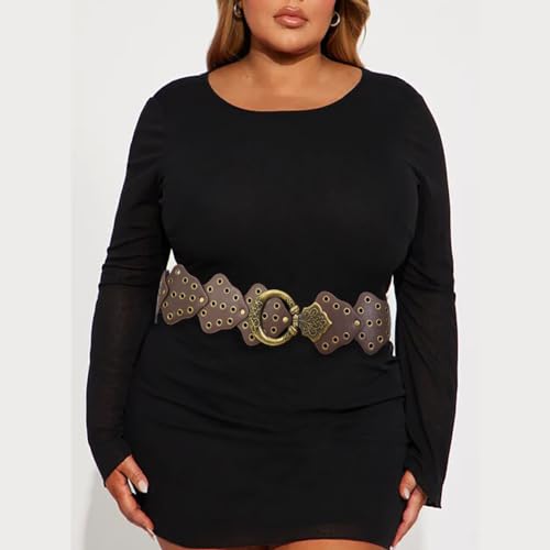 Wide Disc Belt for Women Concho Leather Belts Boho Western Waist Belt for Dress3