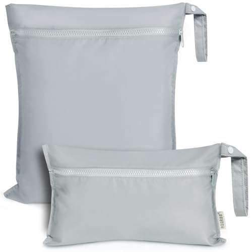 Image of haakaa Waterproof Wet Bags for Baby Wet Dry Bags for Cloth Diaper, Swimsuit & Travel, 2pcs, Grey
