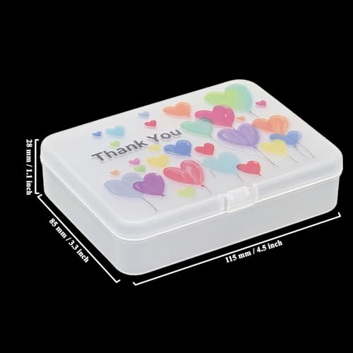 Image of 12 Pieces Rectangular Plastic Organizer Storage Box Containers with Thank You & Hearts Image Pattern on the Lid, 4.5 x 3.3 x 1.1 inch (White)
