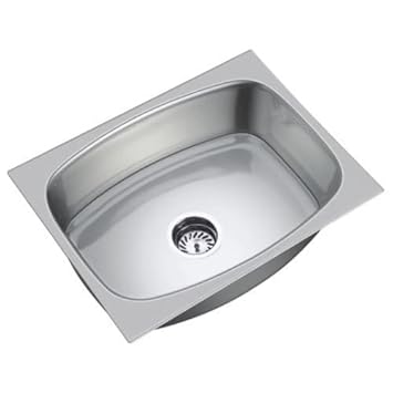 Goonj Silver Glossy Stainless Steel Single Bowl Kitchen Sink (24