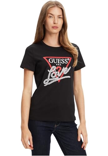 Guess Para Mujer. W5YI40I3Z14 Camiseta Triangulo Con Perlas Negro (M), Casual, PoliéSter, Manga Corta - 2