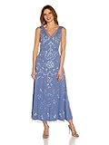 Adrianna Papell Women's Hand-Beaded Ankle-Length Dress, French Blue