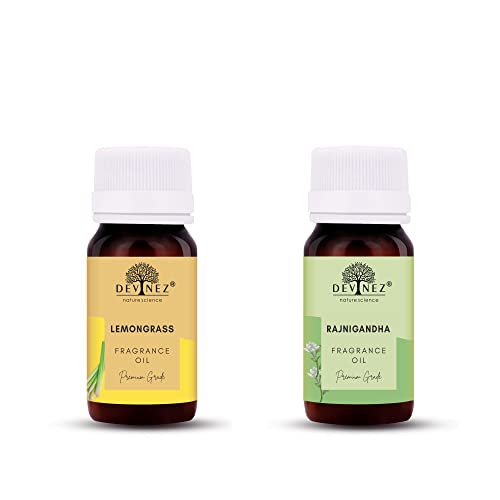 Image of Devinez Lemongrass, Rajnigandha Aroma Oil for Diffuser /Ultrasonic Aroma Diffuser /Tealight Diffuser /Reed Diffuser, 15ml Each
