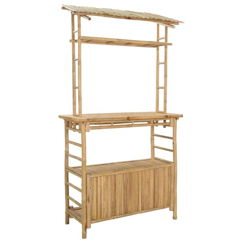 vidaXL Table de bar extérieure Naturel 110 x 50 x 210 cm Bambou, Table de bar tendance, résistante, pour l'extérieur, parfaite pour soirées d’été,...