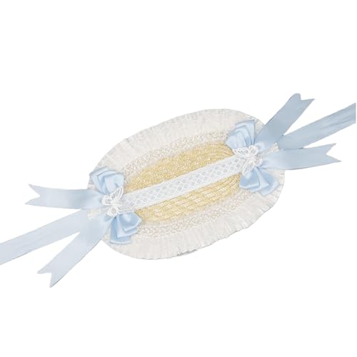 Chapeau de paille vintage de style français avec dentelle de haute qualité et nœud floral