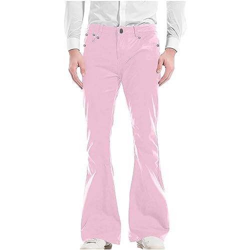 Pantalon évasé pour homme couleur unie rose avec poches XXL