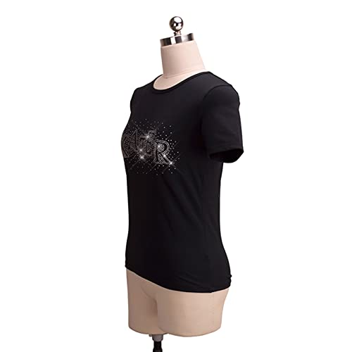 Tops de treinamento de patinação artística, brilhante letra strass mangas compridas adulto crianças