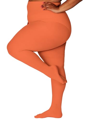 Image of HONENNA Queen Plus Size Tights Semi Opaque Control Top High Waist Stockings Nylons Pantyhose for Women 1X 2X 3X 4X 5X 6X