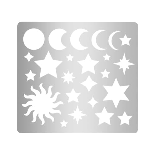 UNICRAFTALE 1Pcs Metal Moon Star Pattern Stencils - Stainless Steel & Wood Templates for Journaling Painting, Carving & Scrapbooking
