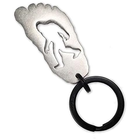 SQUATCH METALWORKS Bigfoot Gift - Footprint Keychain, Great Gift for Sasquatch Fans, Hiking, Outdoors, Camping, Stainless Steel Metal Cover