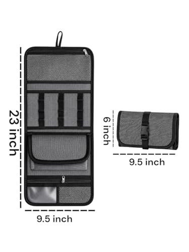 Image of IRONFIX Foldable Gadget Organiser, Travel Cable Management Bag, Roll-Up Electronics Accessories Pouch with Multiple Pockets