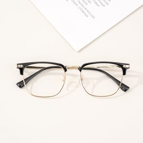 Image of Blue Light Blocking Glasses for Women /Men Anti-Fatigue Computer Monitor Gaming Glasses Prevent Headaches Glasses, Arrow Browline Black /Gold