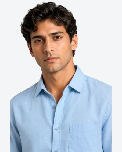 Image of Arvest Men's Solid Linen Casual Shirt | Regular Fit | Breathable | Full Sleeve