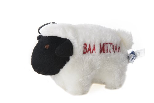 Copa Judaica Chewish Treat Baa Mitzvah Squeaker Plush Dog Toy, 6.5 by 4-Inch, Black and White