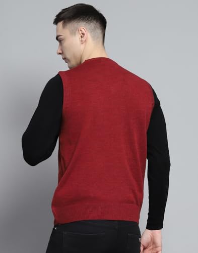 Image of Monte Carlo Men Regular Fit Sleeveless Solid V Neck Winter Sweater (Pack of 1)