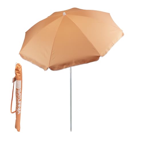 Sombrilla Playa Acero/Poliester Ø 160 cm. Naranja Varillas Fibra De Vidrio.